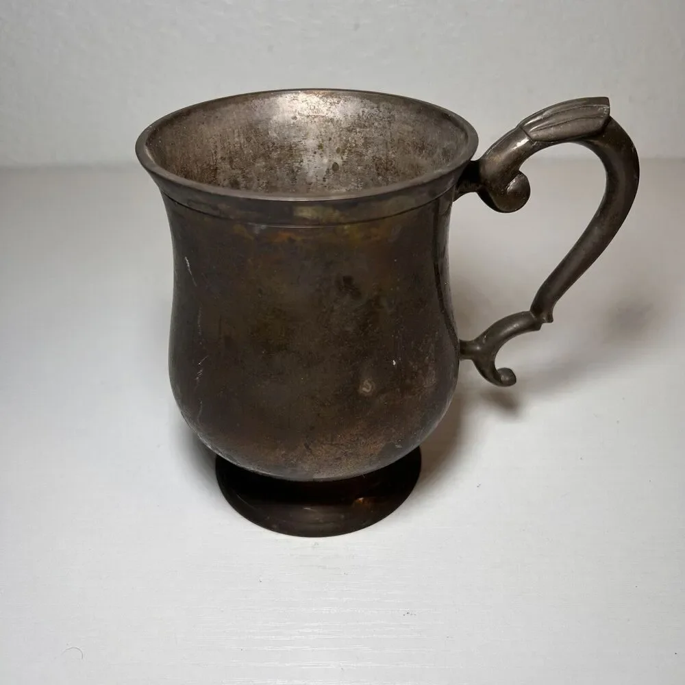Vintage Bronze Mug Silver Plated Beer Stein Gift For Man Home Decor Antique...